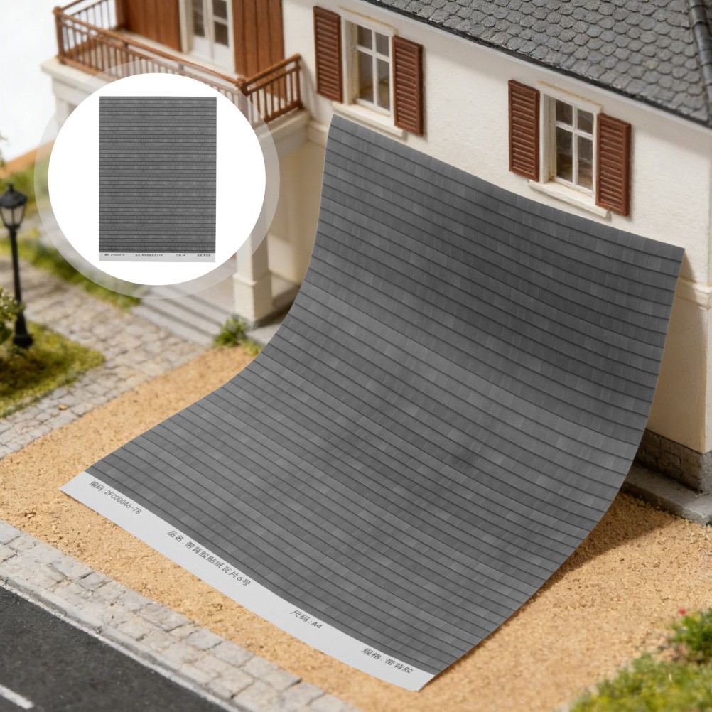4 Sheets Simulation Tile Stickers Mini Dollhouse Roof Adhesive