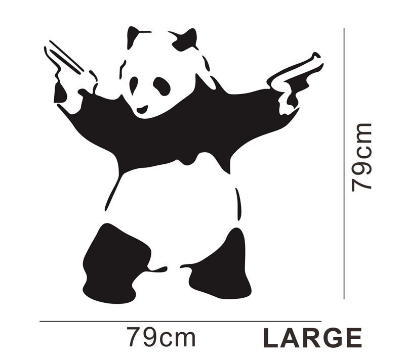 Large Banksy Panda With Pistols Vinyl Wall Decal Street Art Decor Home Sticker