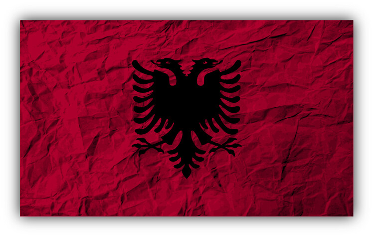 Albania Flag Creased Car Bumper Sticker Decal