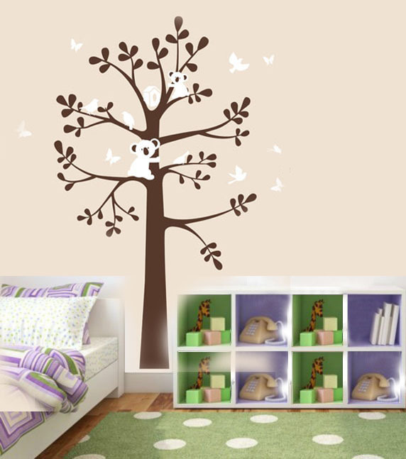 Koala butterfly bird tree sticker wall Decal Removable Art Vinyl Large kids Nurs