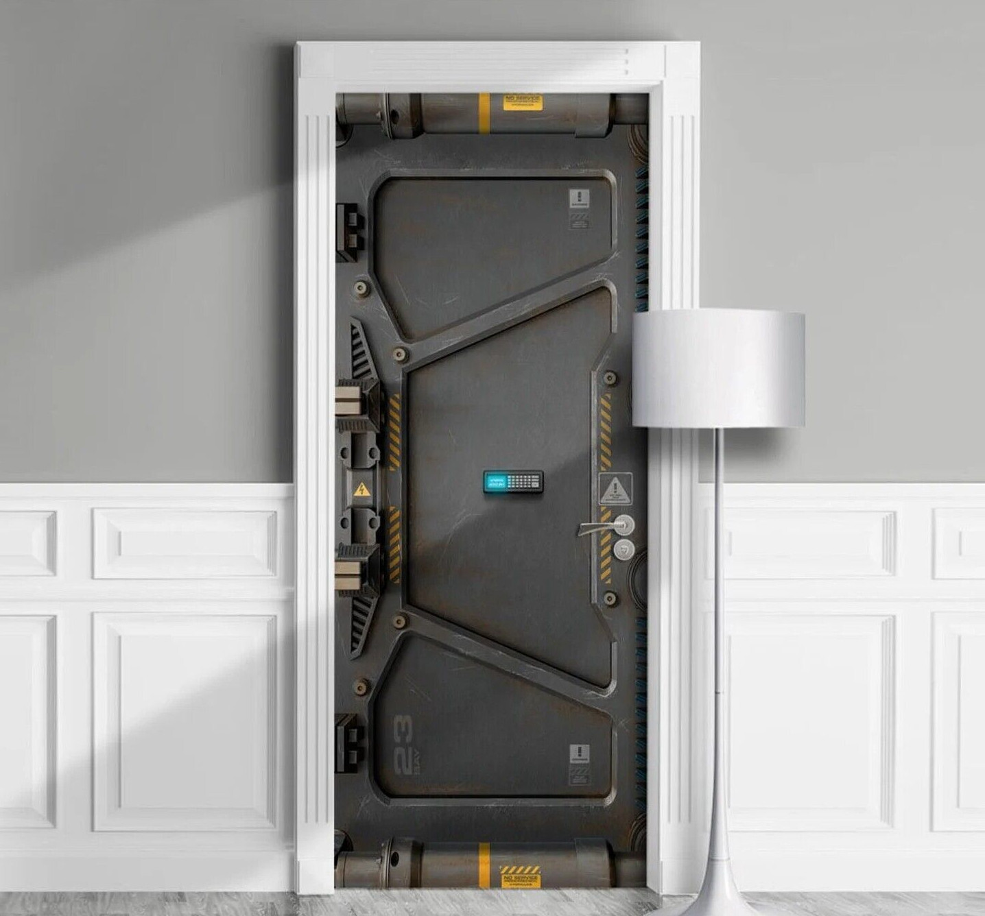 Door Mural Sticker Sci Fi Armoured Bunker, Self-adhesive Laminated, Single piece