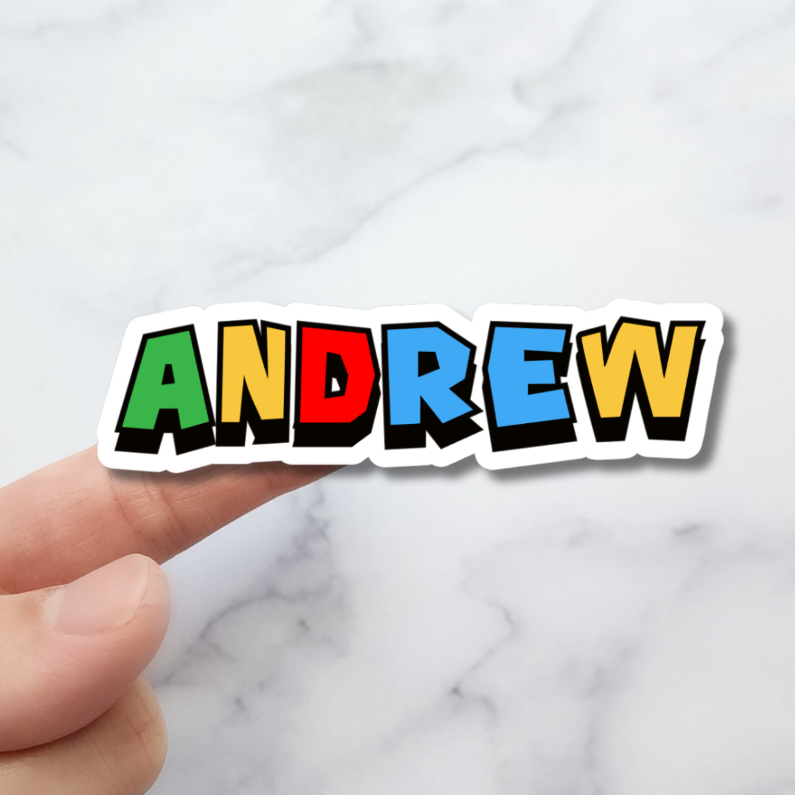 Custom Personalized Holographic Game Font Outlined Boy Girl Kids Name Sticker