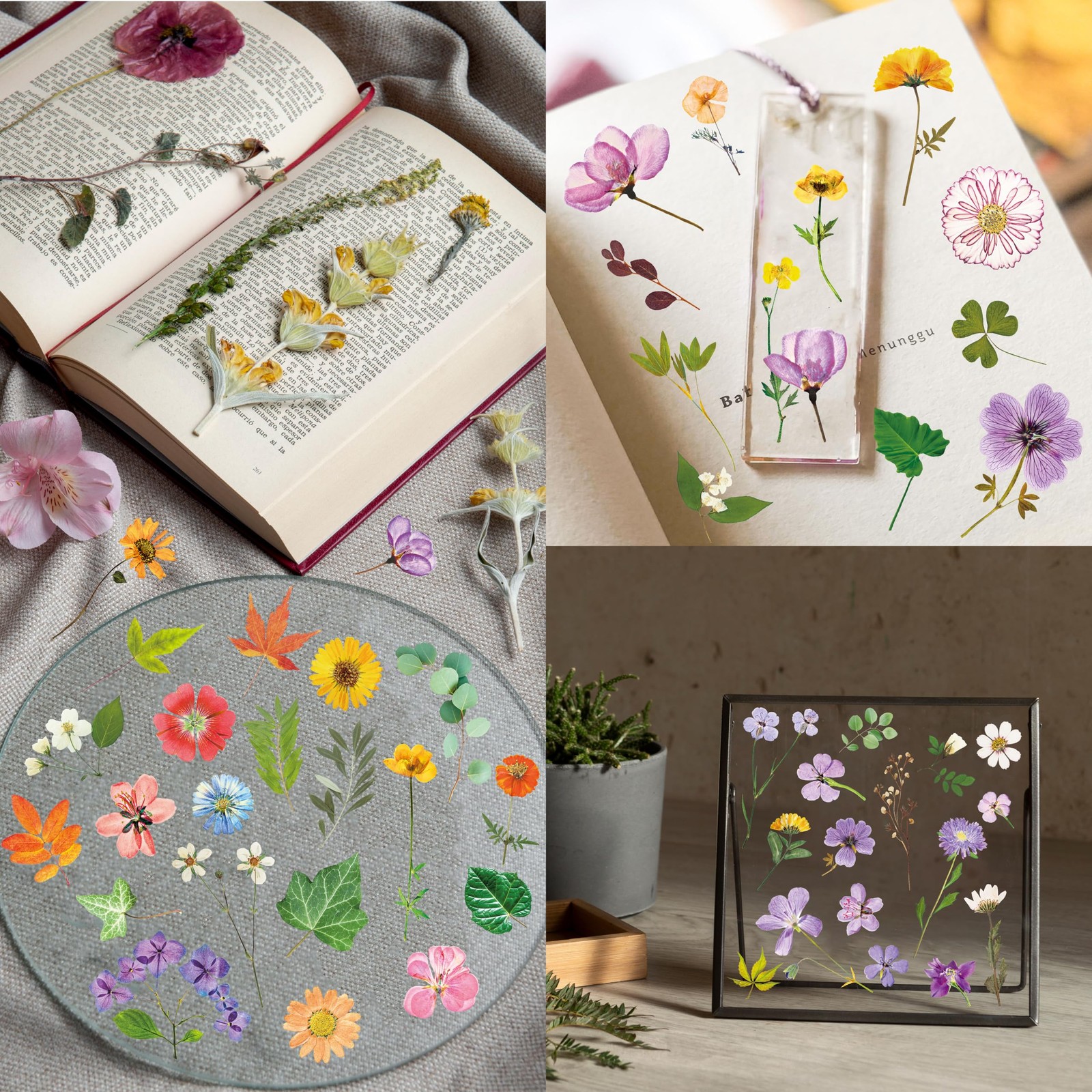 370+ PCS PVC Flower Stickers, Self-Adhesive PVC Greenery Stickers Nature Plant D
