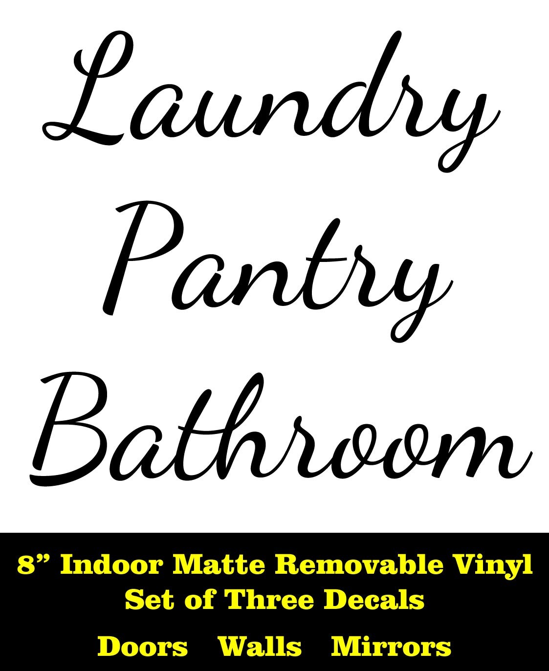3 Pack Laundry Pantry Bathroom Indoor Removable Vinyl Decal Wall Mirrors Doors