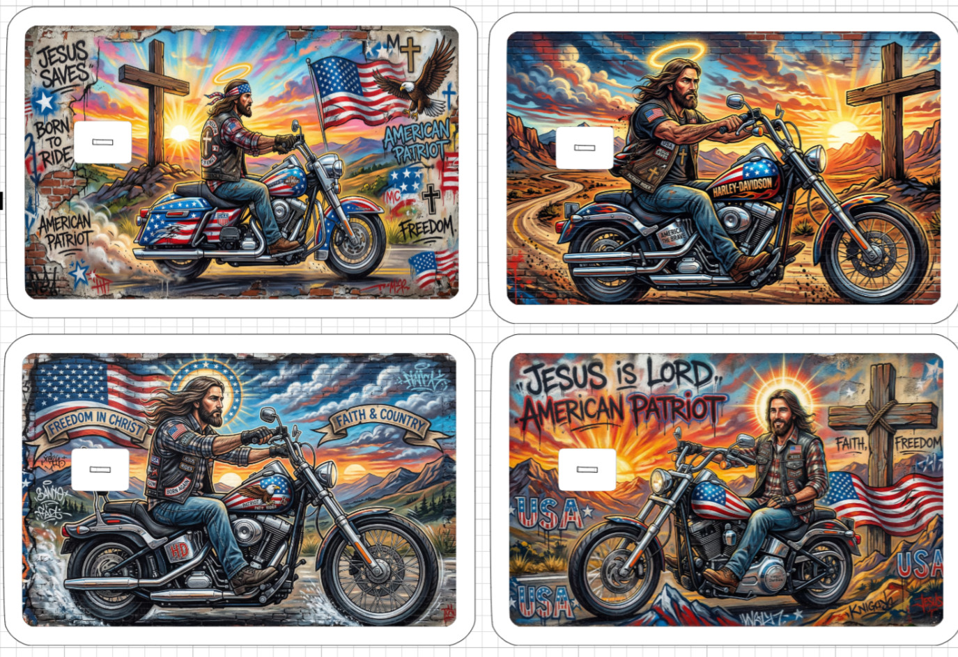 Biker Jesus Christ Loves America Credit Debit ATM Card Skin Sticker Harley Gift
