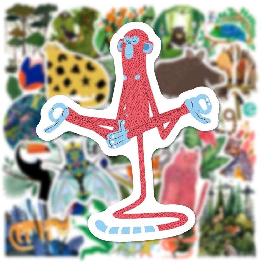 50pcs WILDLIFE Animal Stickers, Water Bottle Laptop No Residue Stickers, #045