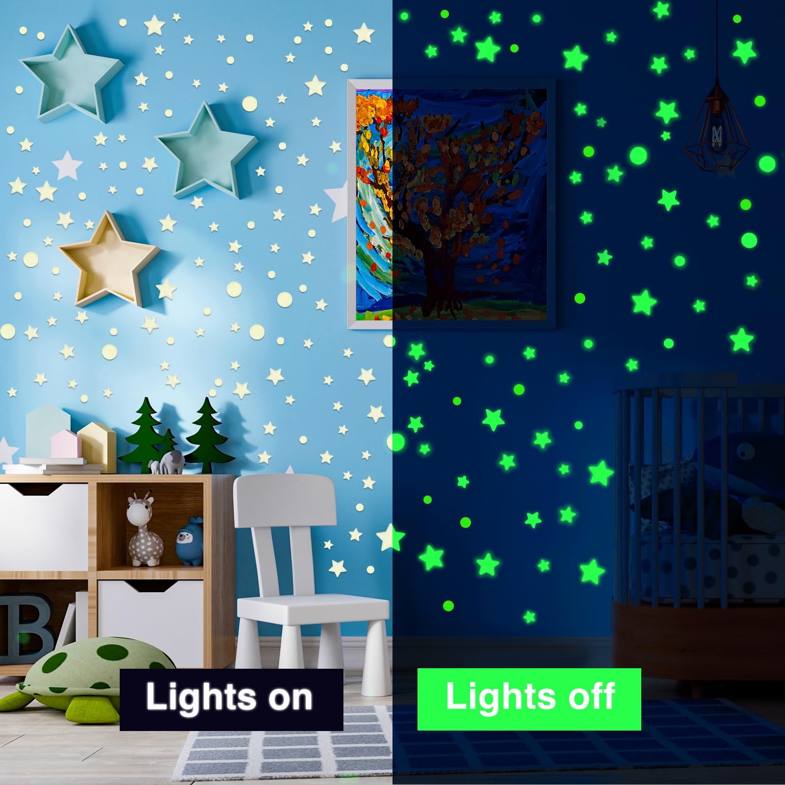 Realistic Tiny 3D Domed Glow in The Dark Stars, 826pcs Glow Dots and Stars, A…