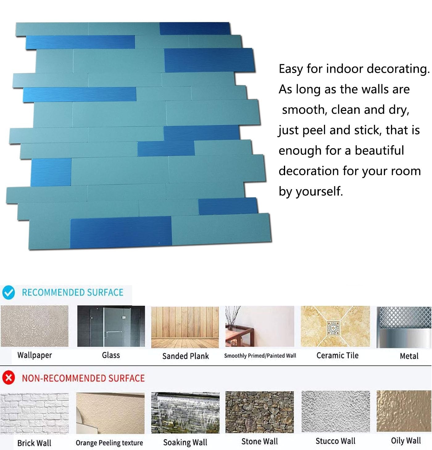 10-Sheet Peel and Stick Metal Backsplash Tiles, Self Adhesive Aluminum 3D Wal…