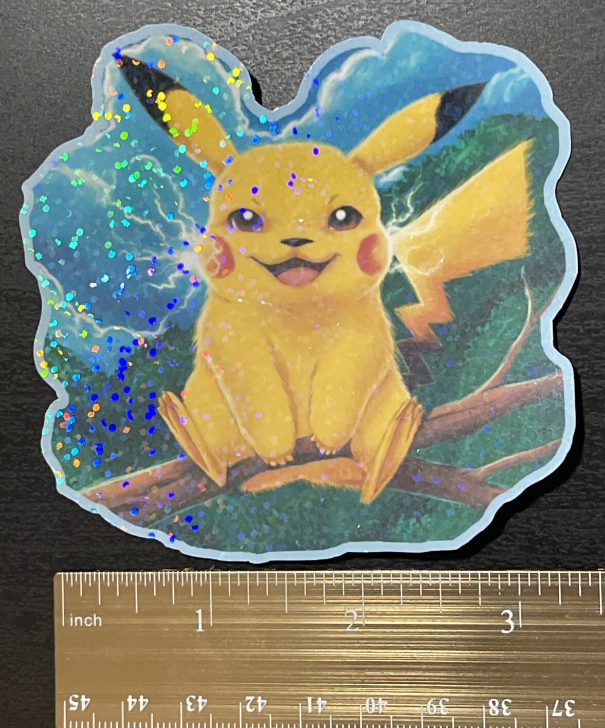 Pokemon Pikachu Glittery Foil Sticker Stick On Appliances, Laptops,GameCon