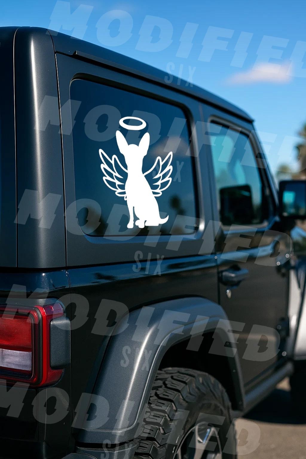 Chihuahua Angel Wings Halo Car Decal Sticker Reflective Vinyl Pet Lovers Tribute