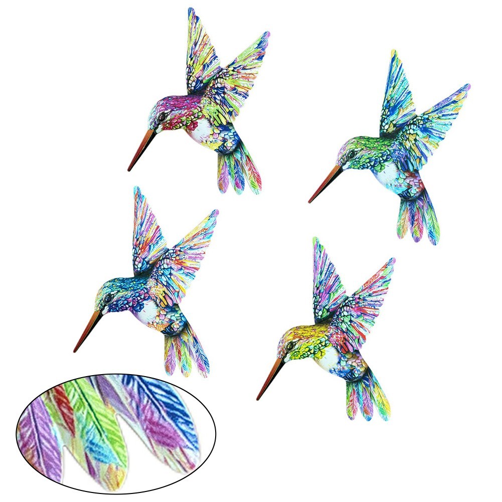 Bright Colorful Hummingbird Metal Wall Decoration for Indoor and Outdoor Use