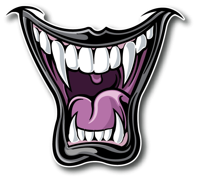 Vampire Mouth Smile Cartoon Car Bumper Sticker Decal