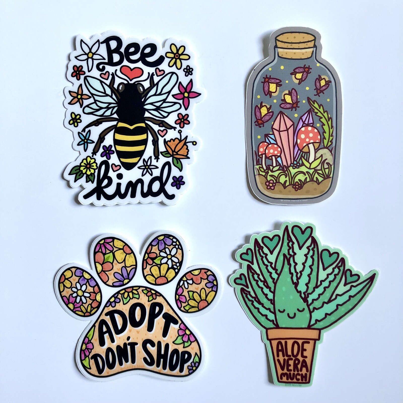 NEW! Turtle’s Soup SET OF 4 VINYL STICKERS / DECALS — 3×3” Love & Nature-Themed