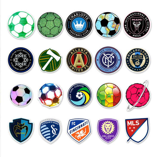 50 Pcs Stickers Soccer MLS Teams LOGO Fridge Skateboard Laptop Phone Car Vinyl