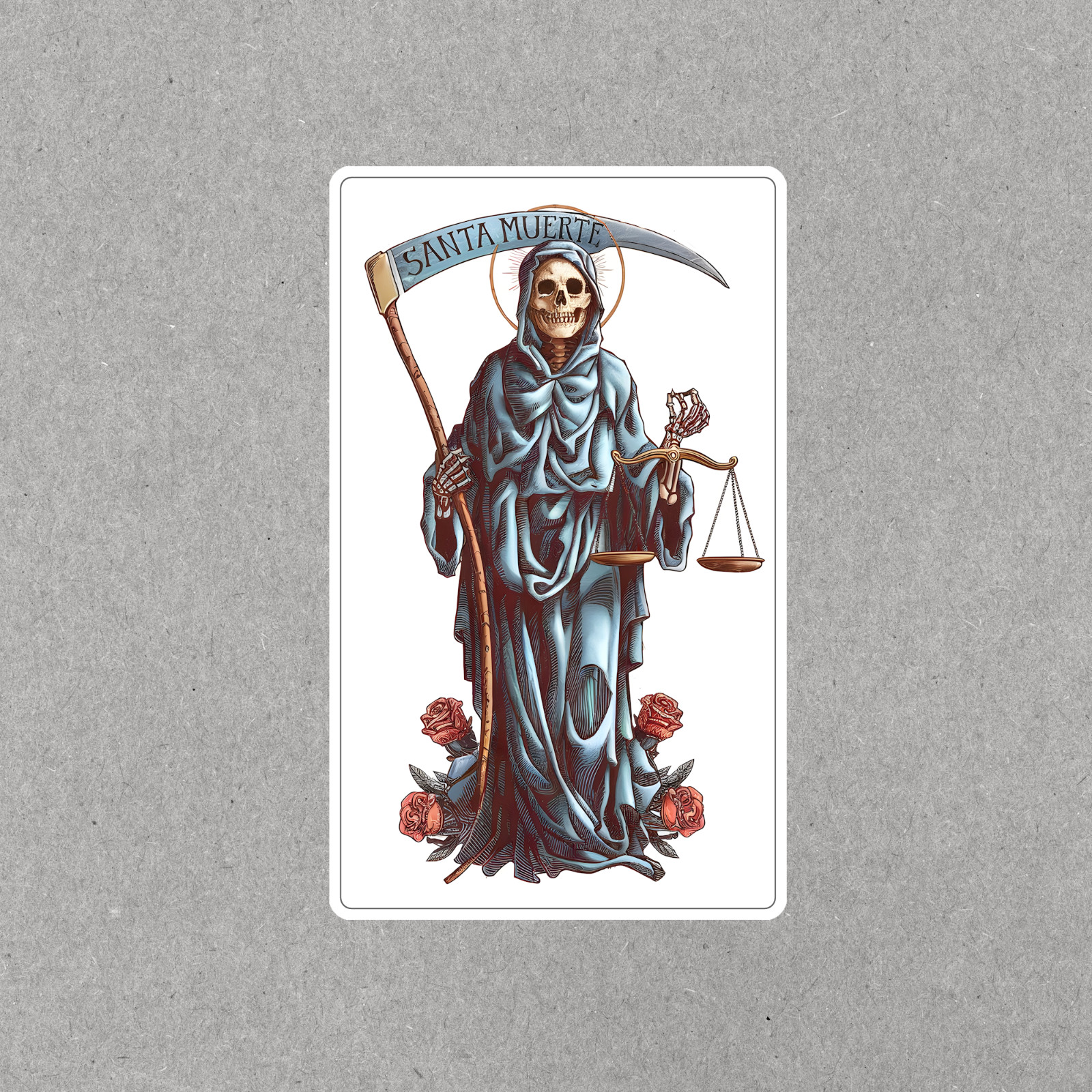 Grim Reaper Santa Muerte Sticker – Day of the Dead Decal #1759
