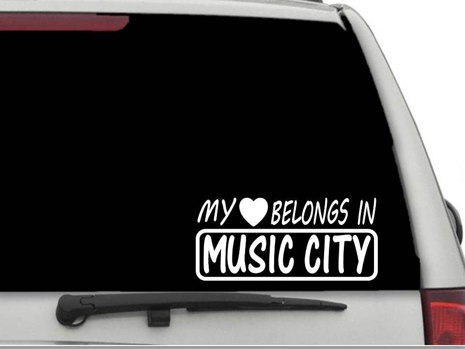 MY HEART BELONGS IN MUSIC CITY Decal Sticker CW5041