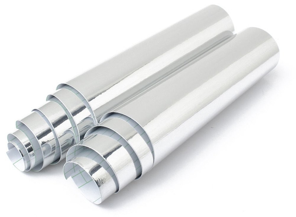 Chrome Vinyl Wrap Self Adhesive Car Decal Film Sheet 12"x78" Silver Car