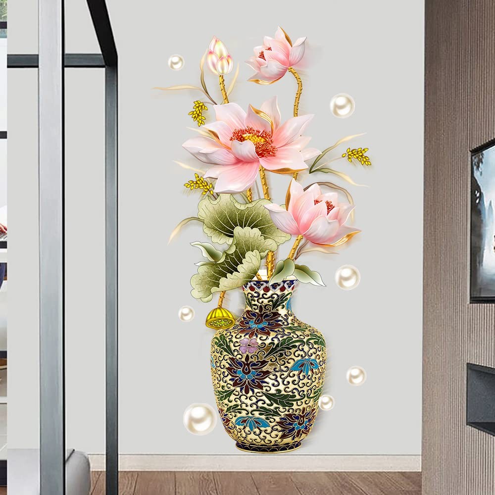Dechom Chinese Style Lotus Flower Classical 11.8" × 35.4", Vase