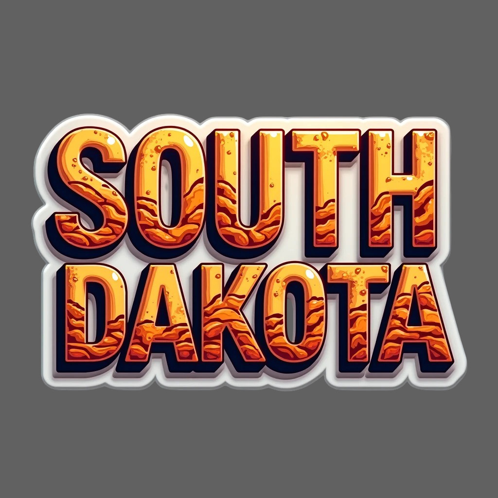South Dakota Sticker Vinyl Decal Bold Orange Landscape Travel Car Laptop USA