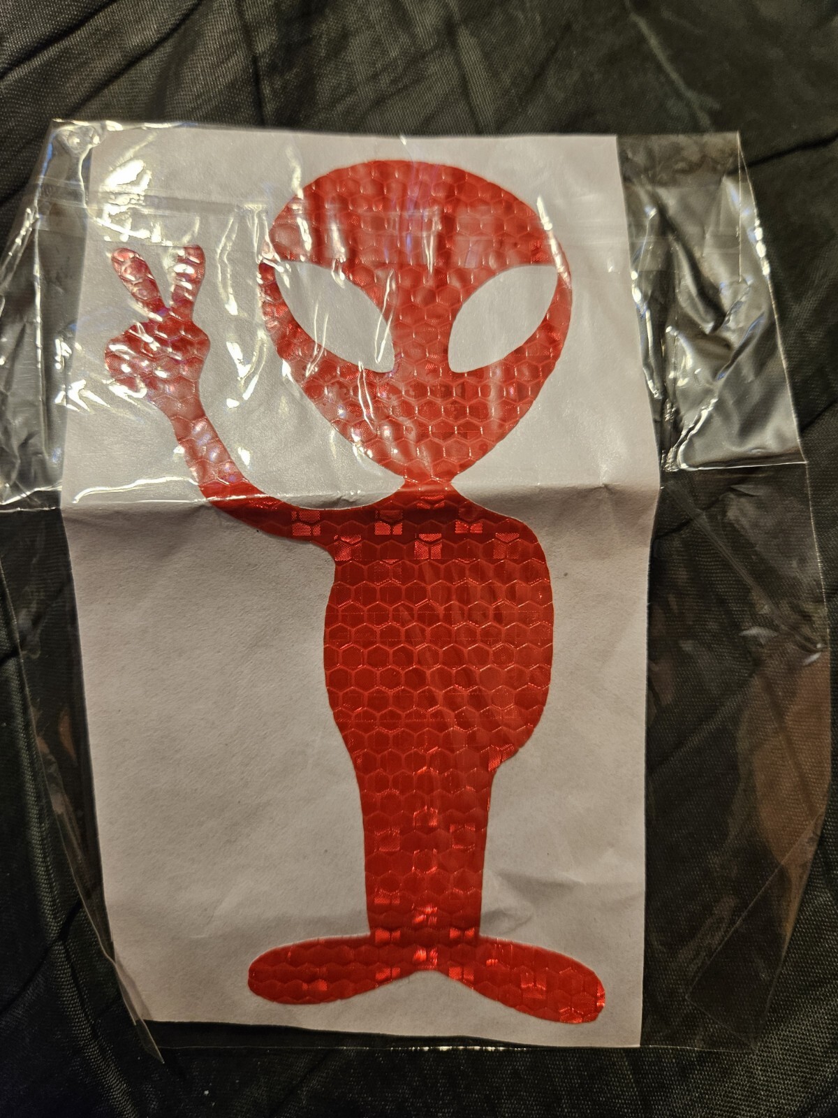 1 Pcs Alien Peace Sign Highly Reflective Vinyl Decal Sticker-Red