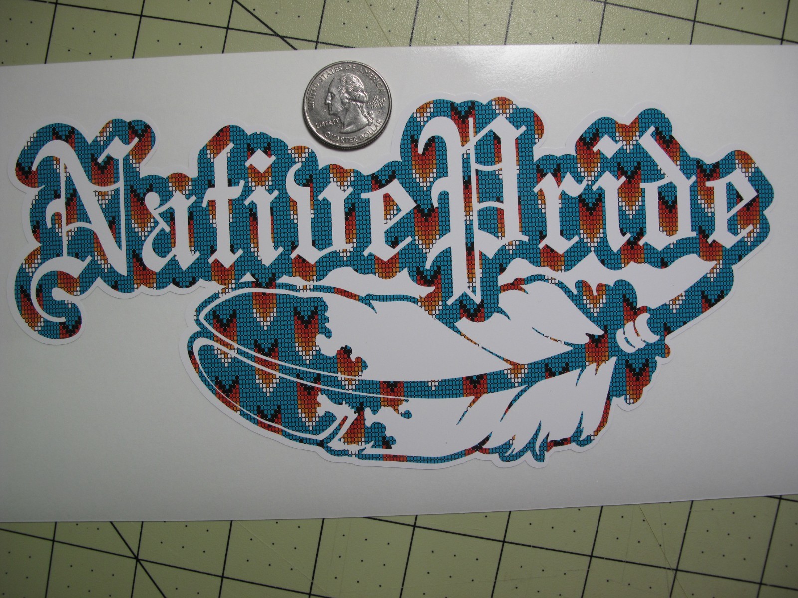 Native Pride Pattern Vinyl Sticker Approx. 8.5 inch wide