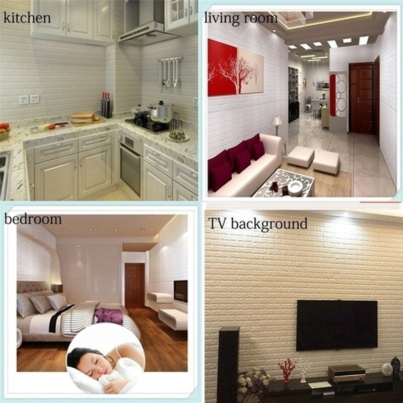10X Home Decor PE Foam 3D Wallpaper DIY Wall Stickers Wall Decor Embossed Bricks