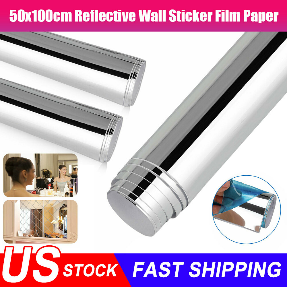 50x100cm Self Adhesive Mirror Reflective Tile Wall Sticker Film Paper Home Decor
