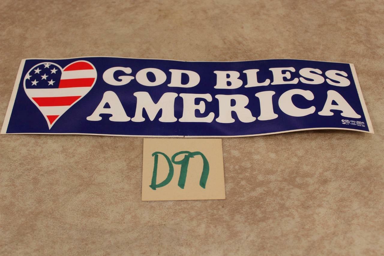 D97G GOD BLESS AMERICA BUMPER STICKER RED WHITE AND BLUE HEART STARS & STRIPES
