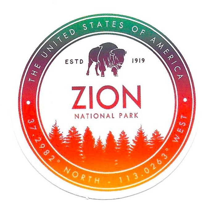 Zion National Park Die Cut Vinyl Sticker Decal Utah Bison Travel