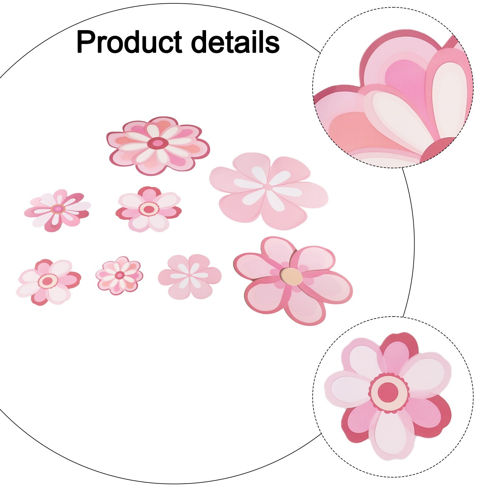 Set of 8 Floral Wall Decals for Living Spaces Waterproof and Removable