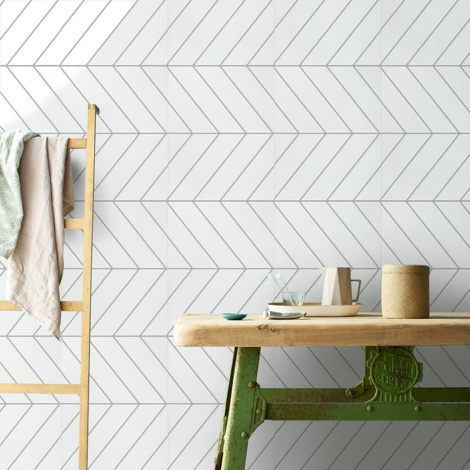 10 Sheets Thicker Herringbone Peel Stick Backsplash, 12.6”×9.7” Self Adhesive