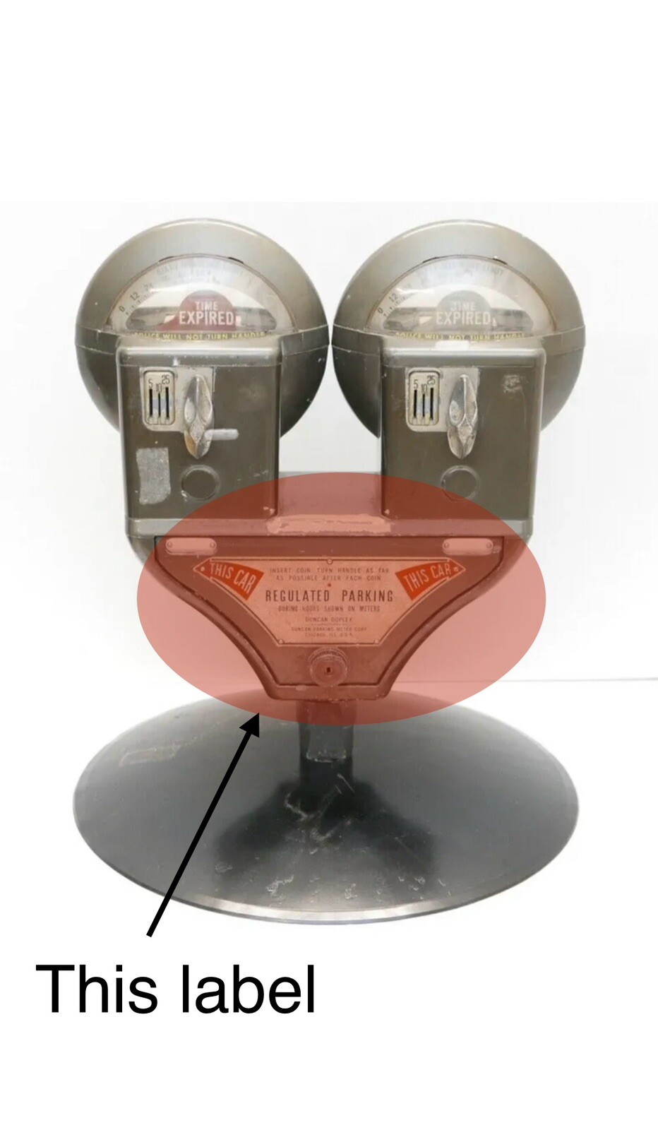 2 Duncan Parking Meter model 60 Duplex High Quality DECALS, Set, Front/back NEW