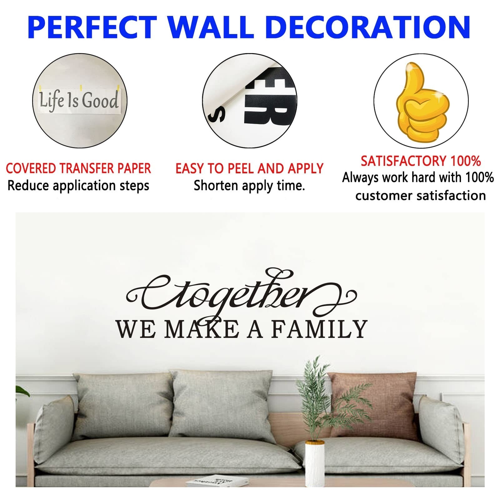 Family Wall Art, Family Wall Stickers, (Easy to Apply), Vinyl Wall Decor Art …