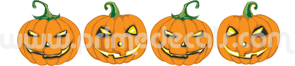 Halloween Pumpkin Wall Decals Wallpaper Scary Seasonal Decorations Vinyl, h05
