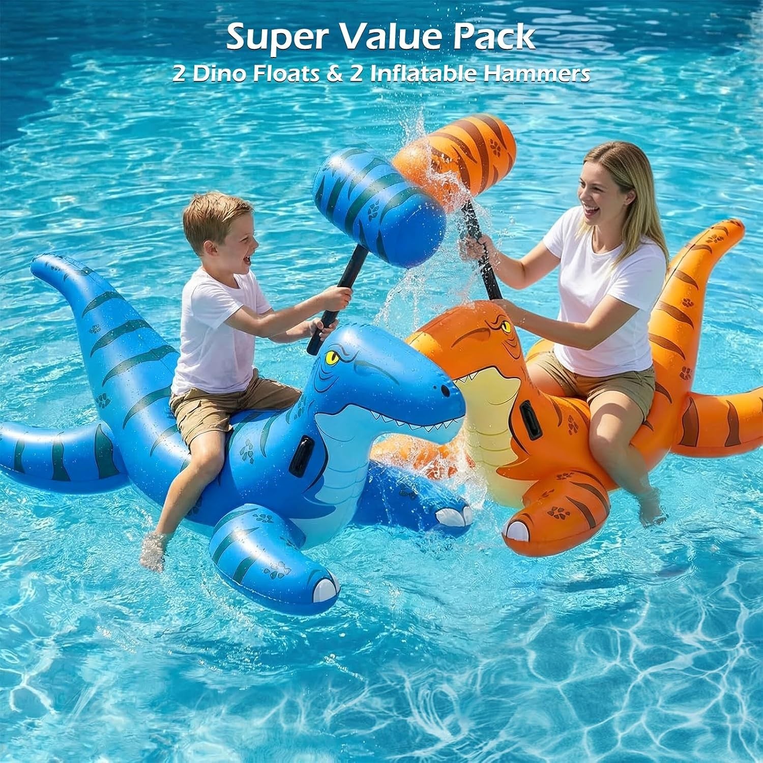 2Pack Inflatable Dinosaur Ride On X Large Green Orange Jasonwell