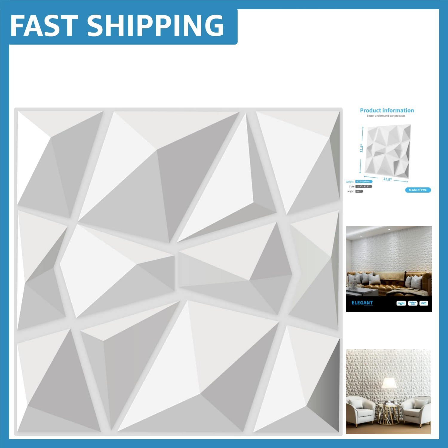 Transform Your Space with 33 Textured Matt White 3D Wall Panels – Diamond Style