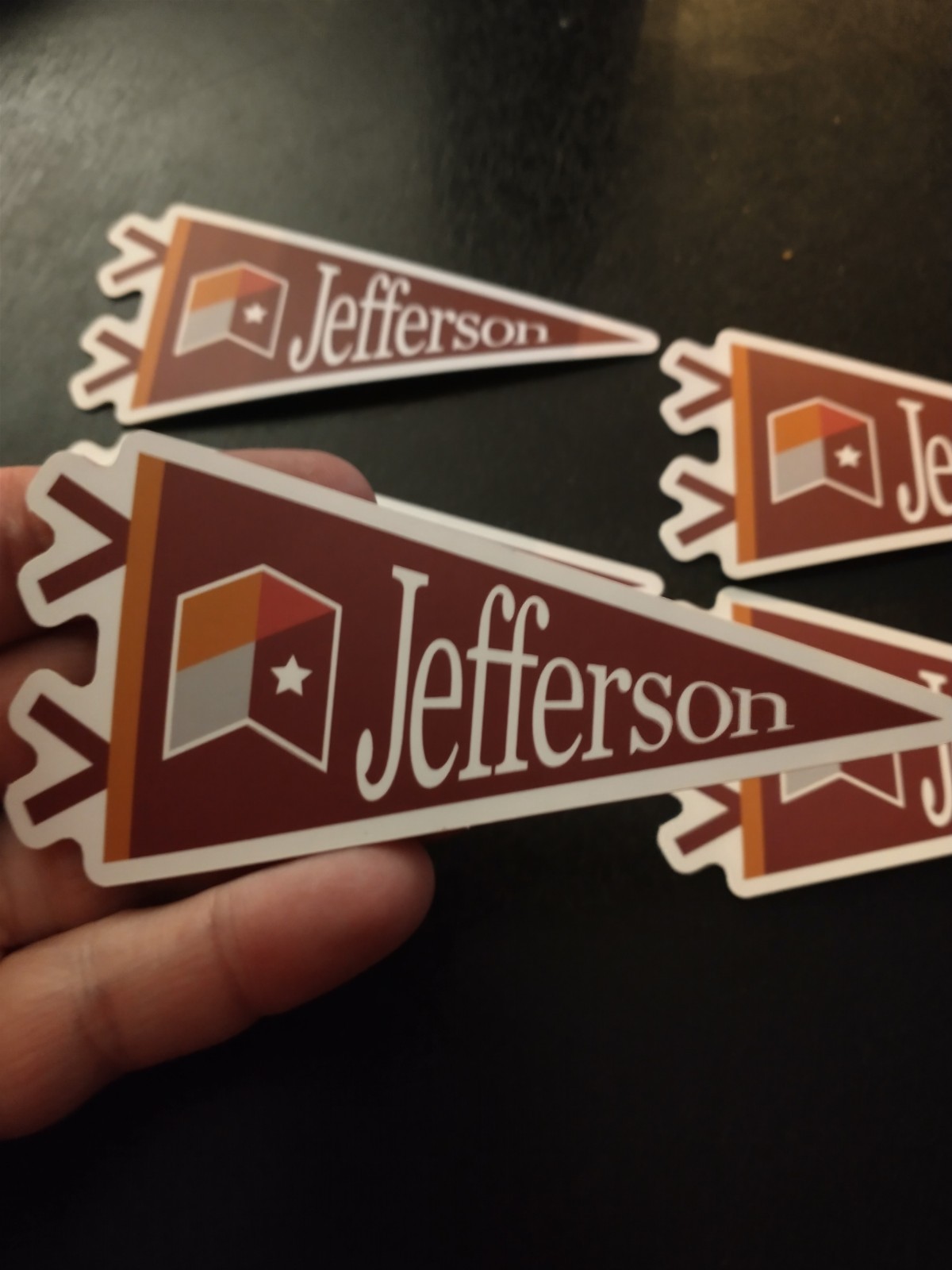 FREE SHIP. Lot Of 5 Jefferson College 5 Inch Pennant Sticker/Tumbler Decal NCAA