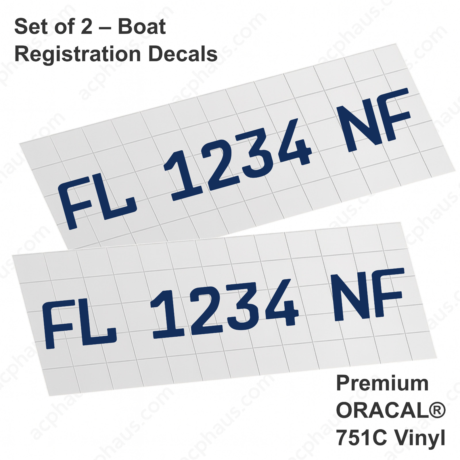 Boat Registration Numbers Decals – Custom ORACAL 751C Vinyl – Right & Left Set