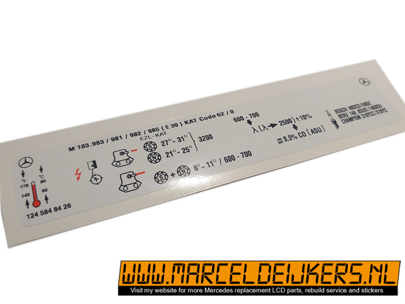 Mercedes Sticker 1245848426 M103.983/981/982/985 Kat Motor Sticker