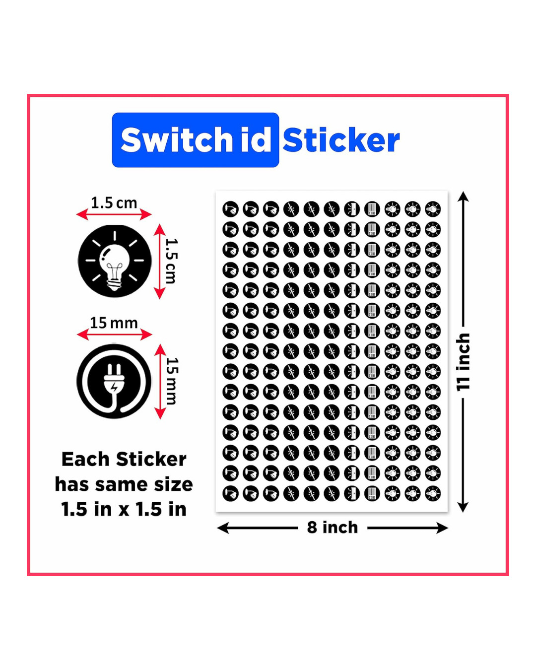 Switch Board Stickers Black and White | Switch Id Sticker Vinyl Labels 3-A4 Shee