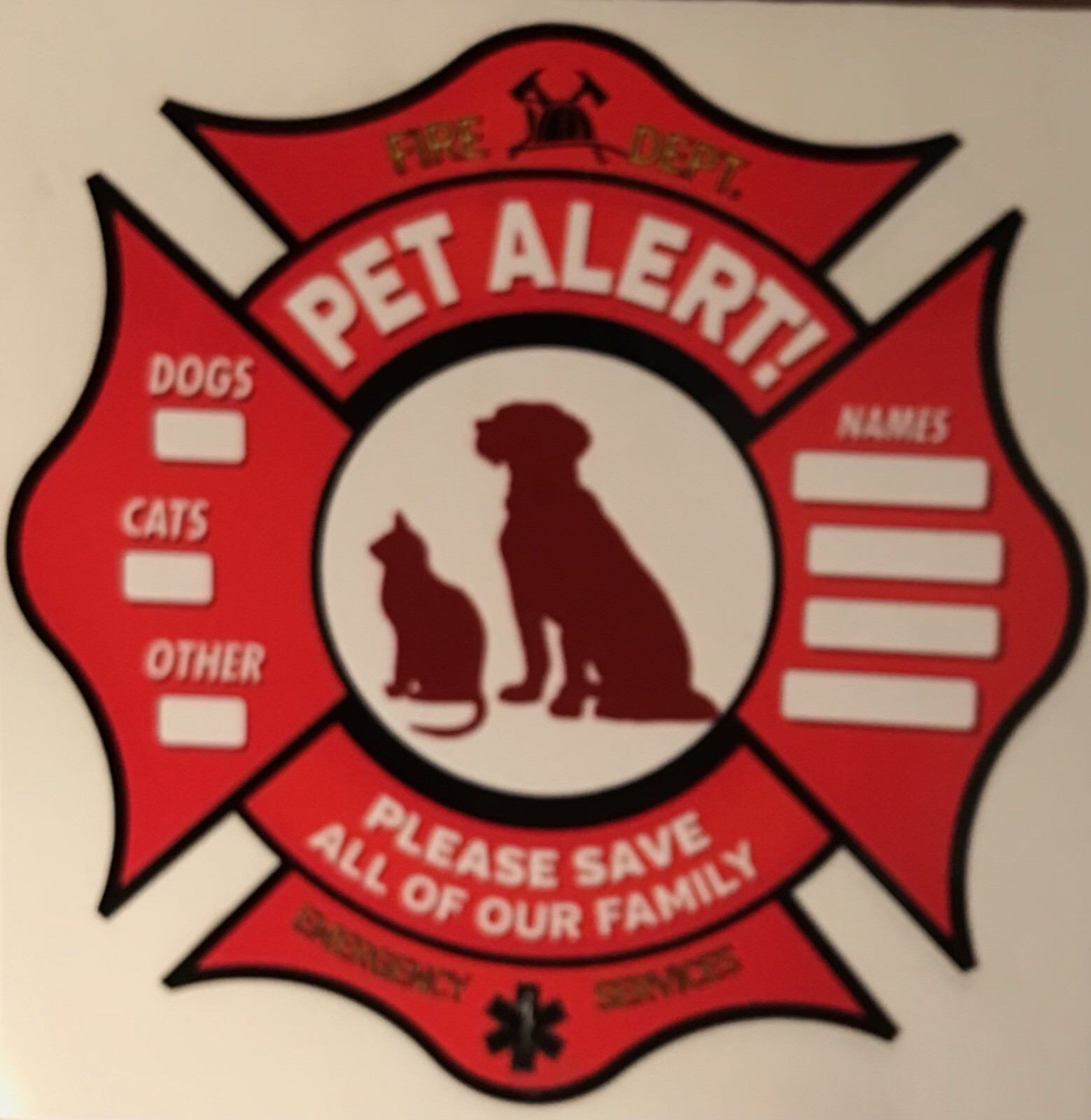 Emergency Premium Quality Vinyl Pets Inside Decals. 3×3 Inches Pack Of 2