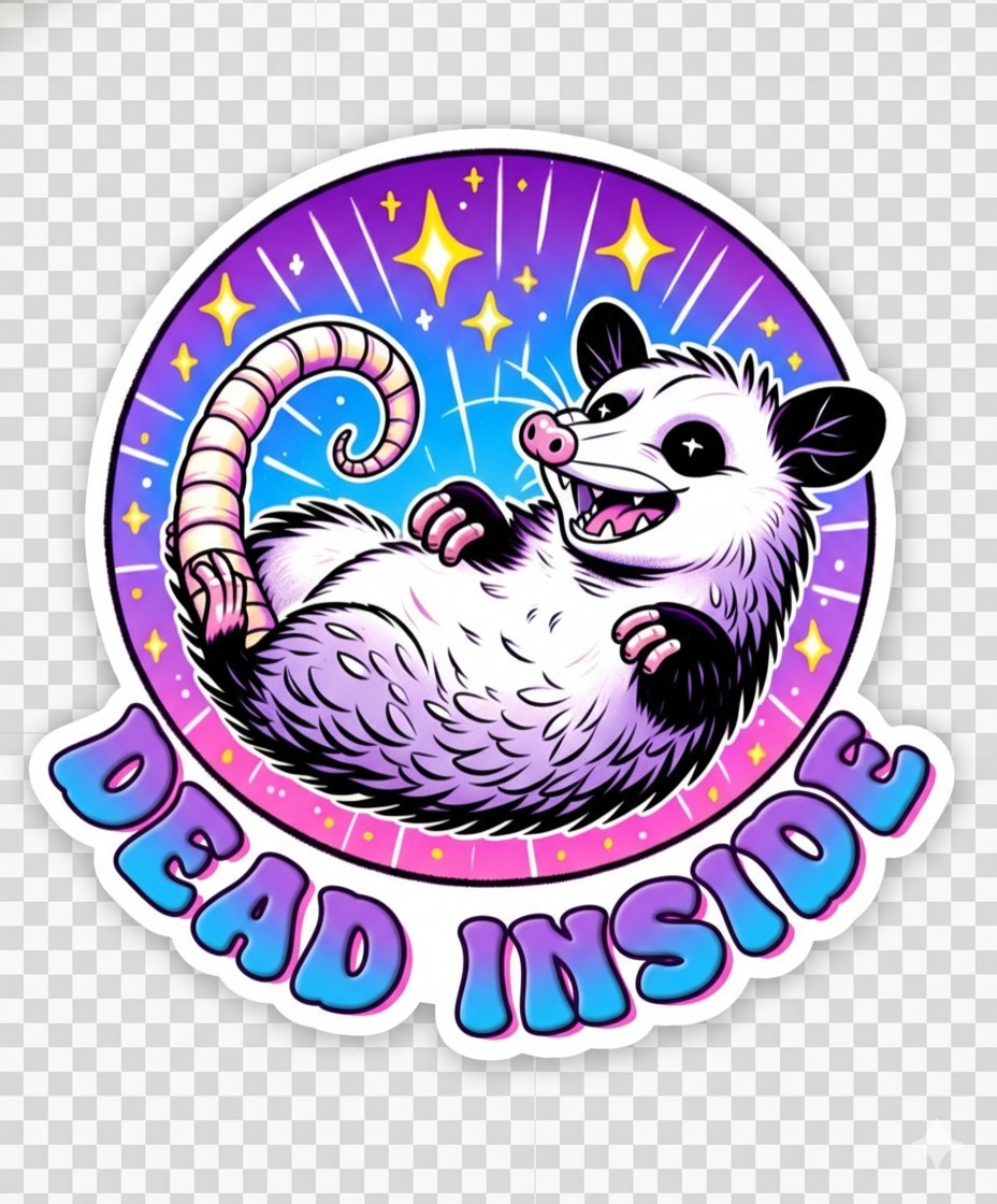 Cute Possum Dead Inside Sticker Decal Phone Laptop