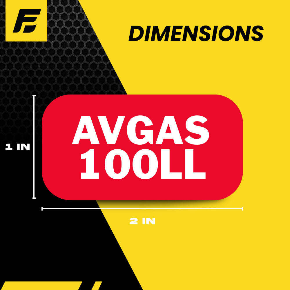 AVGAS 100LL Stickers | 2×1 Fuel Labels | 4 Pack