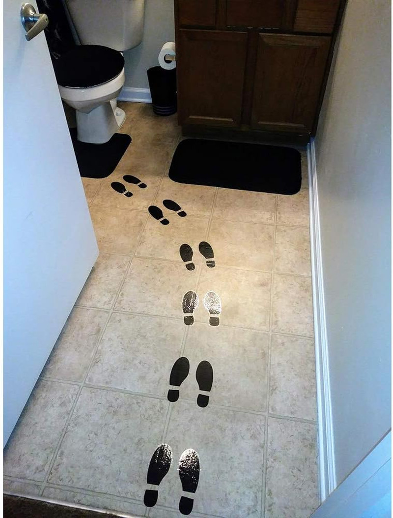 Finduat 20 Pairs 40 Prints Black Shoe Footprint Stickers Decals, Floor Wall Stai