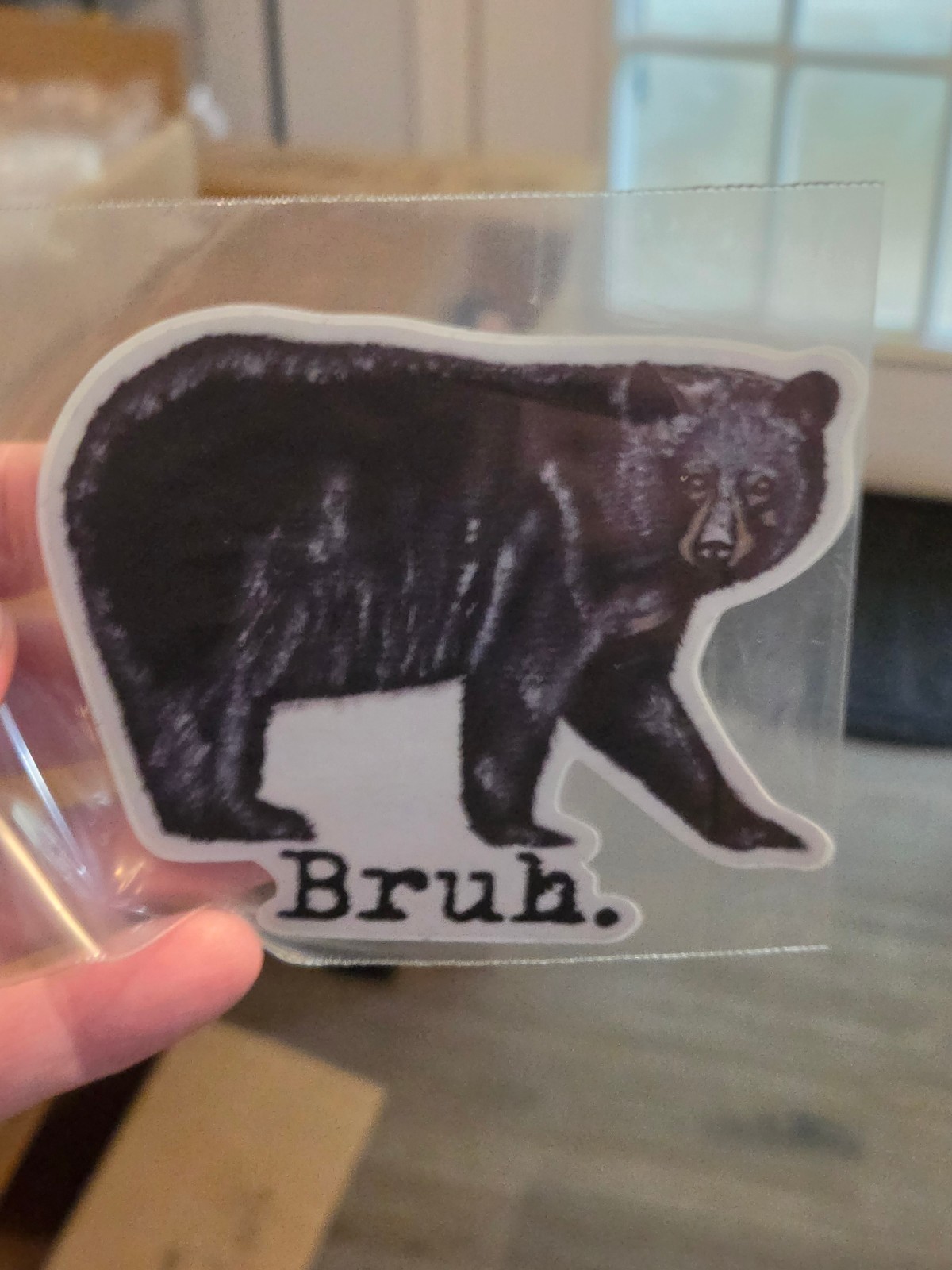 lg sticker / decal, BEAR, "Bruh." Idaho, black bear, 3+ "