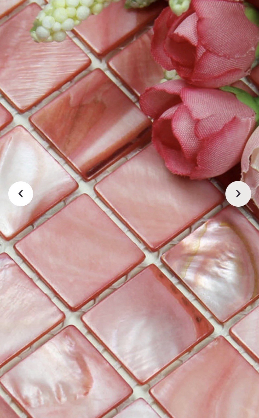 5x5mm Self Adhesive Sticker, Pink Shell Mosaic Not 3D 20 Pieces