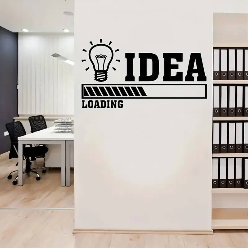 Creative Office Wall Sticker Ideas Loading Decals with Cartoon Light Bulb Design