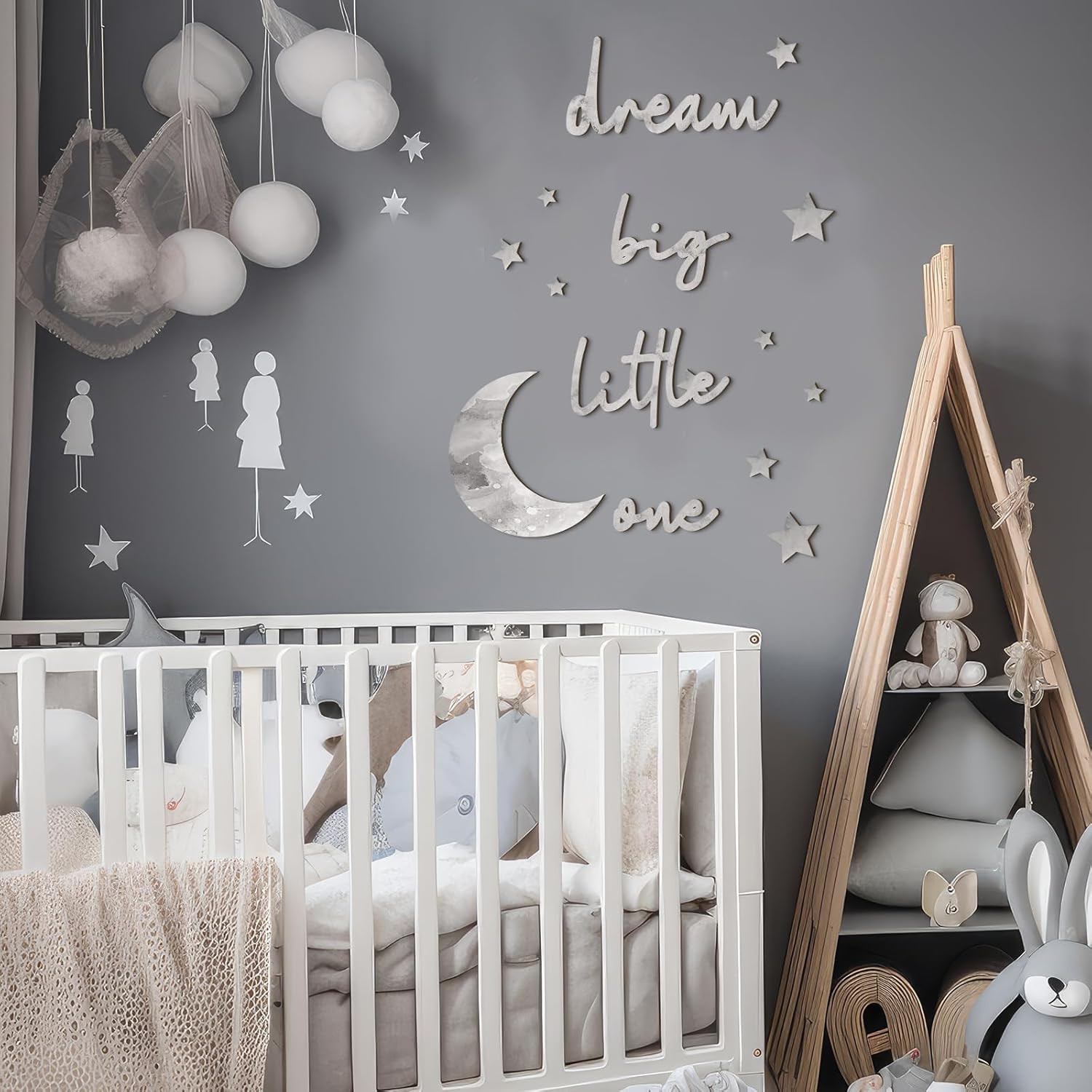 15 Pcs Moon and Stars Nursery Decor Dream Big Little One Wall Decor Boho Neutral