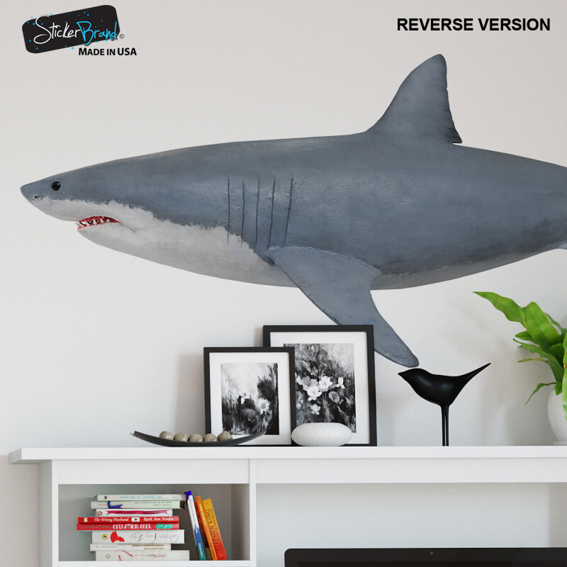 Great White Shark Wall Decal Graphic Sticker Side View Life Size #6084