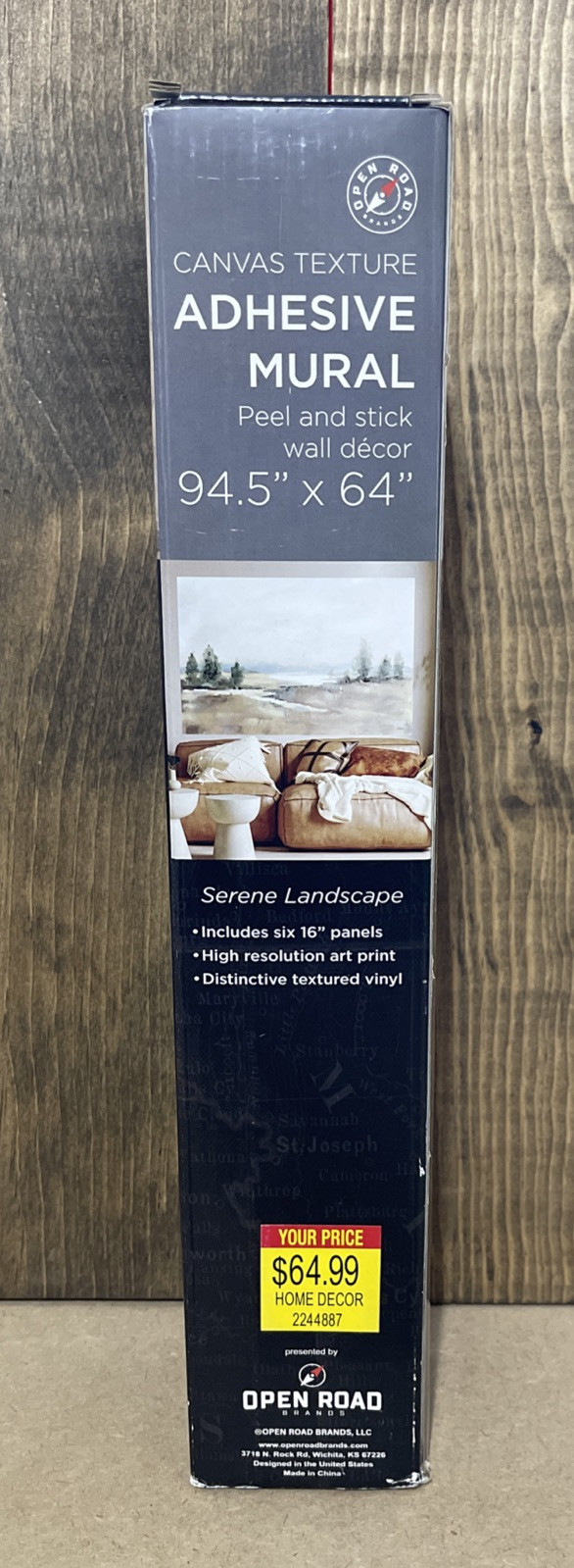Open Road Canvas Texture Adhesive Mural Peel &Stick Wall Decor Serene Landscape